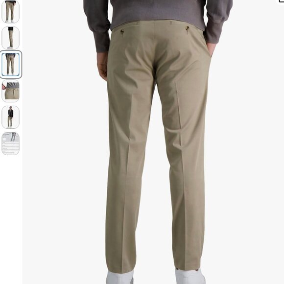 NWT Haggar Men's Iron Free Khaki Straight Fit Flat Front Pants, khaki, 42x32 - Picture 3 of 4